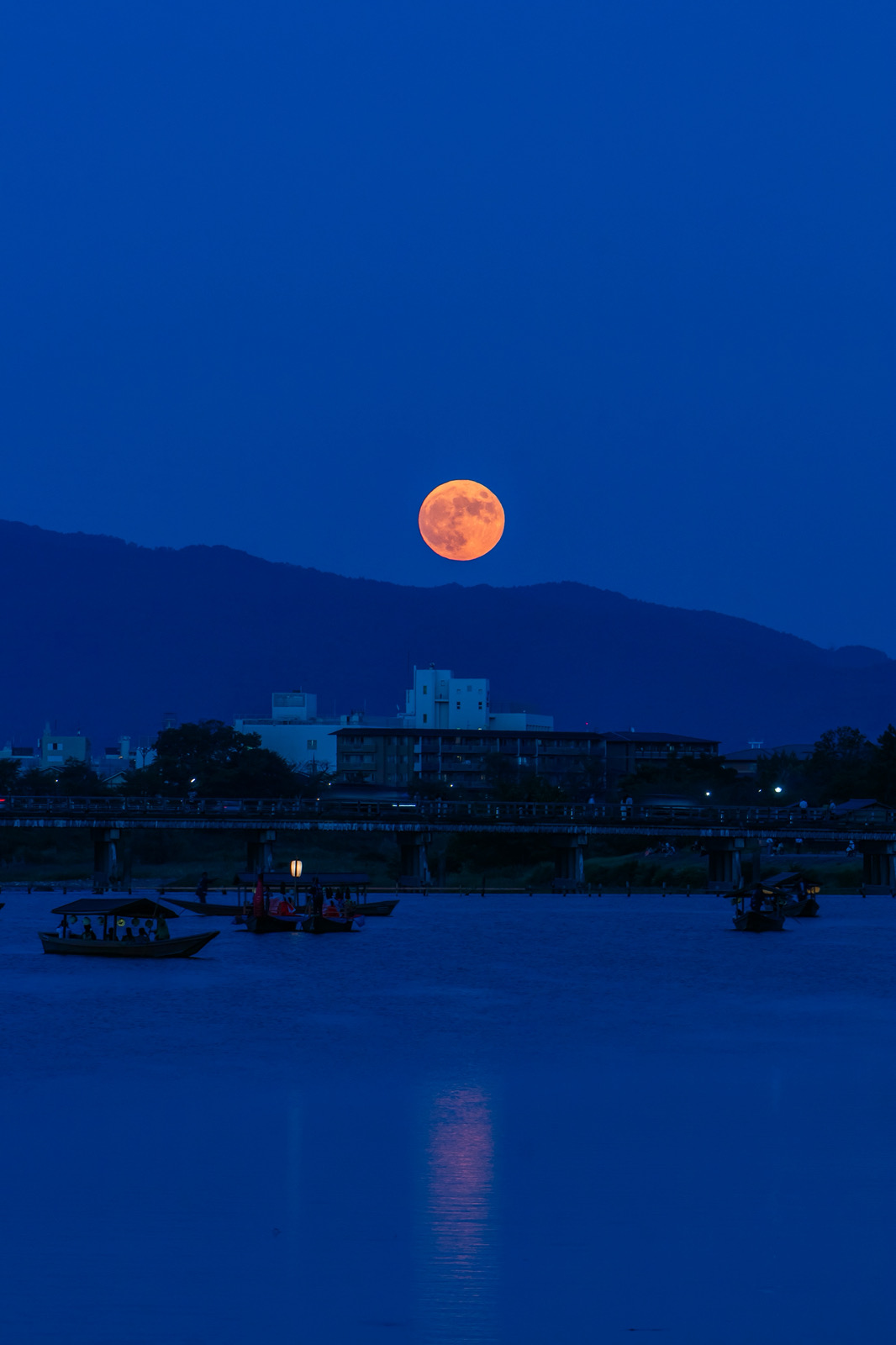 嵐山から見る月・満月